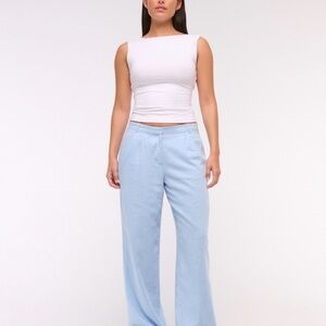 Abercrombie curve love blue linen slonae trousers